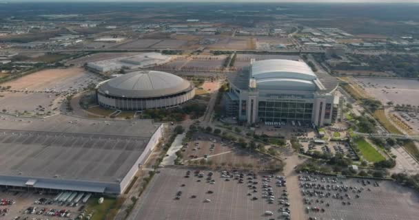 Aerial View Astrodome Reliant Stadium Houston Texas — Stock Video