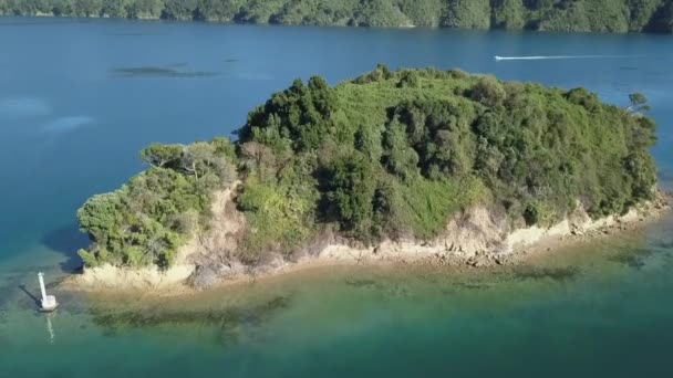 Drone View Boat Picton New Zealand — 图库视频影像