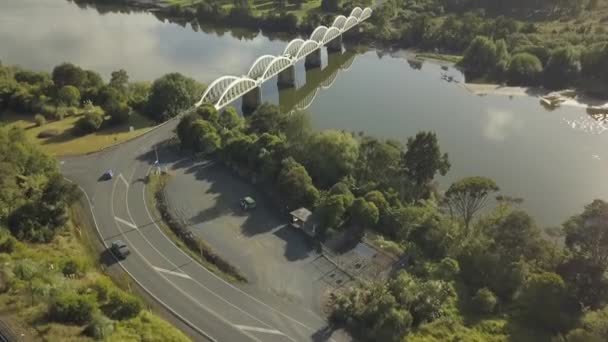 Drone Footage White Bridge River New Zealand North Island — Vídeo de Stock