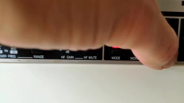 Audio Device Knobs Rectangular Feedback Led Lights Some Knobs Turned — Stockvideo