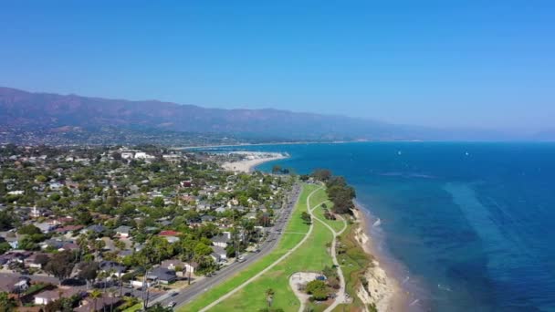 Ariel View Park Santa Barbara California Park Huge Cliff Overlooking — Stok video