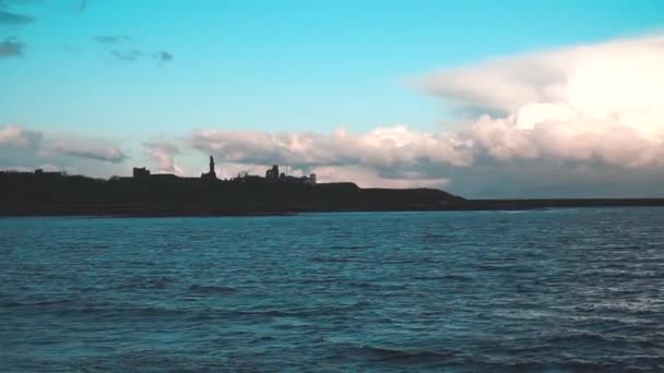 Ruins Castle Ocean Clouds — Vídeo de Stock