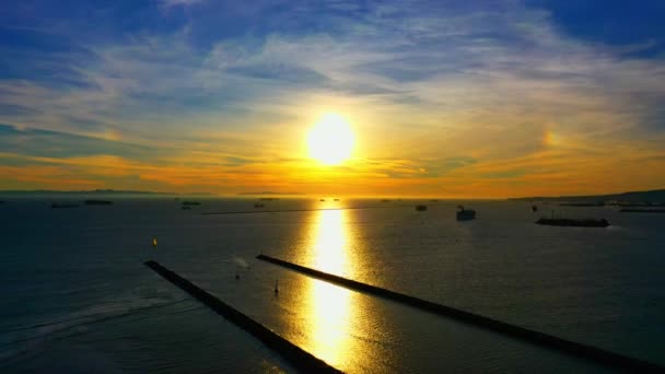 Seal Beach Jetty Panning Sunset — Video Stock