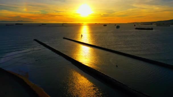Προβλήτα Του Seal Beach Λιμνάζει Ηλιοβασίλεμα — Αρχείο Βίντεο