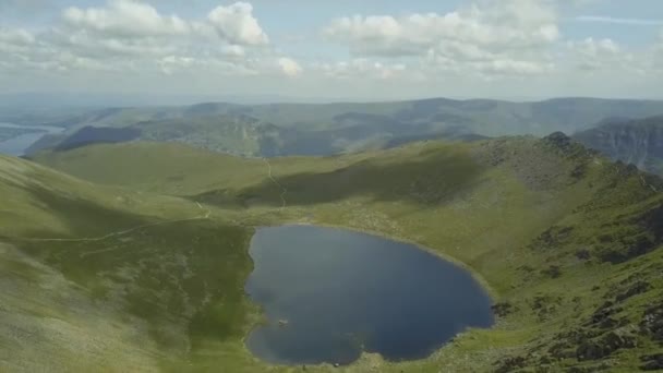 Aerial Drone Footage Mountains Lake Lake District England — Vídeo de stock