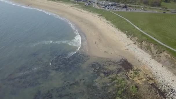 Aerial Birds Eye View Drone View Seaburn Beach Sunderland North — Wideo stockowe