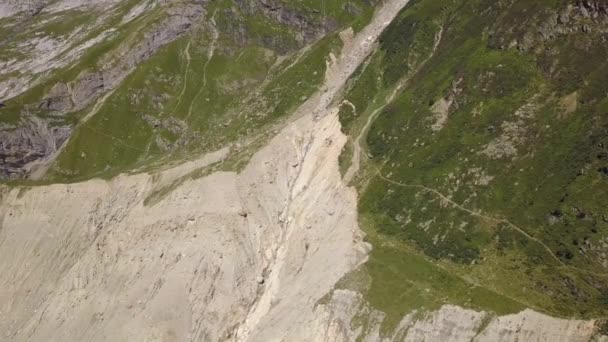 Aerial Shot Big Cranck Climate Change Permafrost Swiss Alps — 图库视频影像