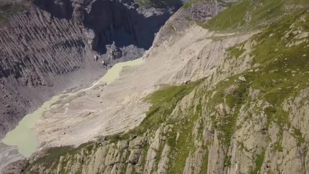 Aerial Shot Wild Transformed Valley Swiss Alps Grindelwald Region — Stockvideo
