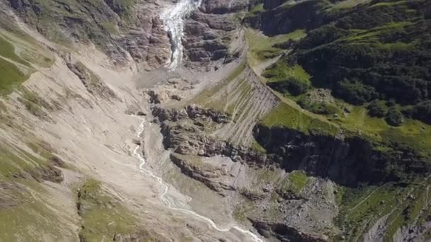 Aerial View Glacial Valley Turistic Region Grindelwald Swiss Alps — Vídeos de Stock