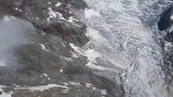 Panoramic Aerial Shoot Glacier Valley Swiss Alps Summer Grindelwald — Stockvideo