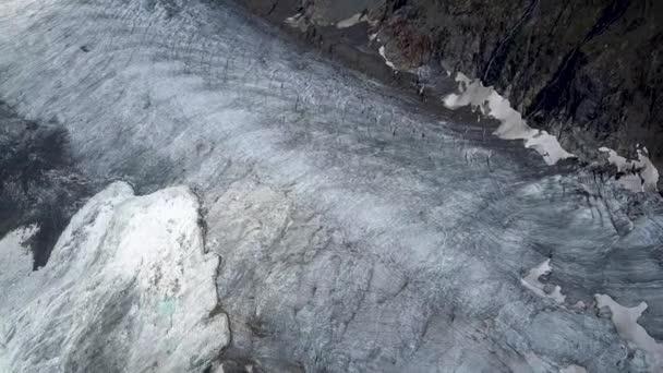 Aerial Topdown View Alpin Glacier Swiss Alps Europe — Video Stock