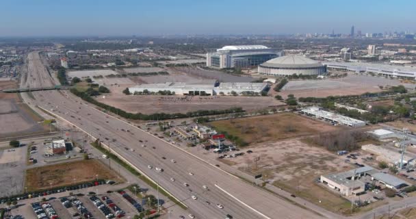 Aerial View Astrodome Reliant Stadium Houston Texas — Stock Video