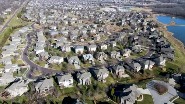 Midwest Suburban Neighborhood Houses Kansas America Aerial View — Stok Video