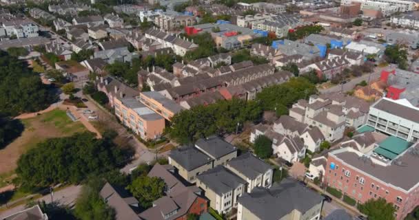 Aerial View Affluent Homes Downtown Houston Rice Village Area — 图库视频影像