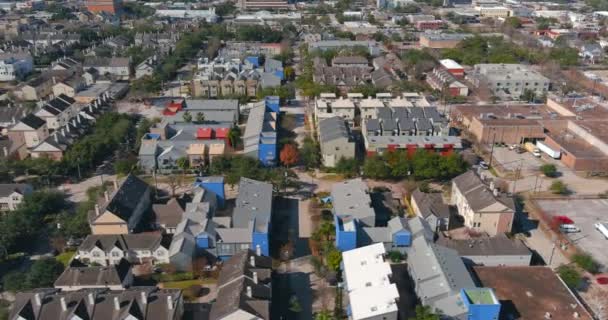 Aerial View Affluent Homes Downtown Houston Rice Village Area — Stock video