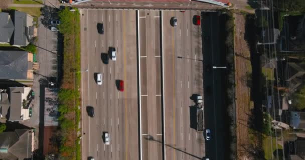 Aerial Cars South Freeway Houston Texas Bright Sunny Day — Vídeo de stock