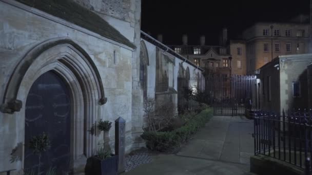 View Narrow Street Passage Cambridge City Centre England Night Stone — Vídeo de stock