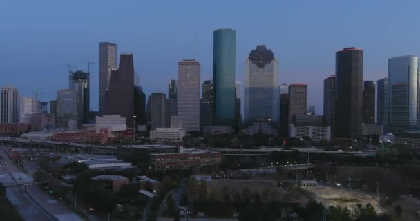 Aerial Downtown Houston Night — Vídeo de stock