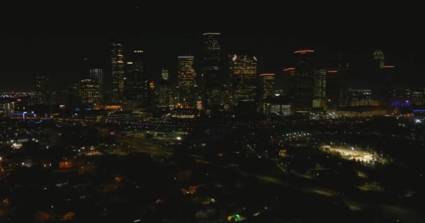Aerial Downtown Houston Night — Stockvideo