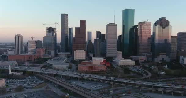 Aerial Downtown Houston Night — Vídeo de Stock