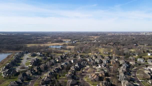 Aerial Flight Midwest American Suburb Neighborhood Kansas — Stok video