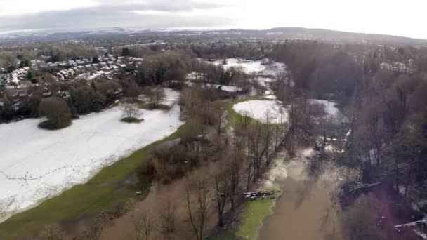 Aerial Footage Drone Showing River Bollin Wilmslow Cheshire Heavy Rain — 비디오