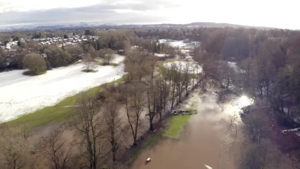 Aerial Footage Drone Showing River Bollin Wilmslow Cheshire Heavy Rain — 비디오