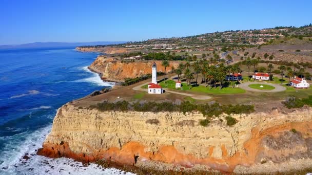 Aerial Shot Flying Lighthouse Rancho Palos Verdes — 비디오