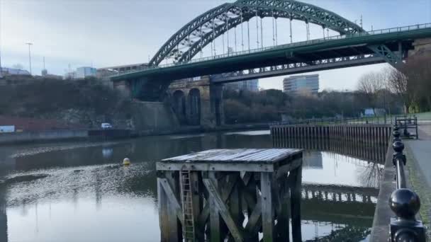 River Wear Calm Morning Sunderland — Stockvideo