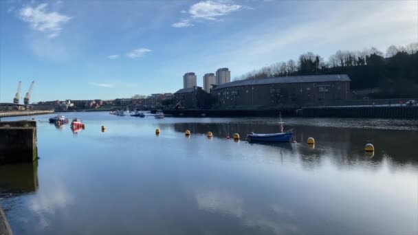 River Wear Calm Morning Sunderland Calm Winters Morning — Stockvideo