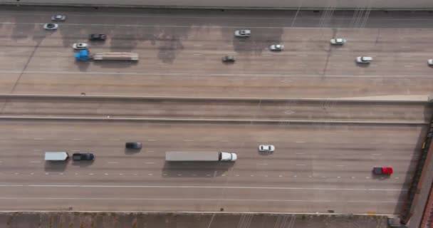 Birds Eye View Cars Freeway Houston Texas — Video Stock