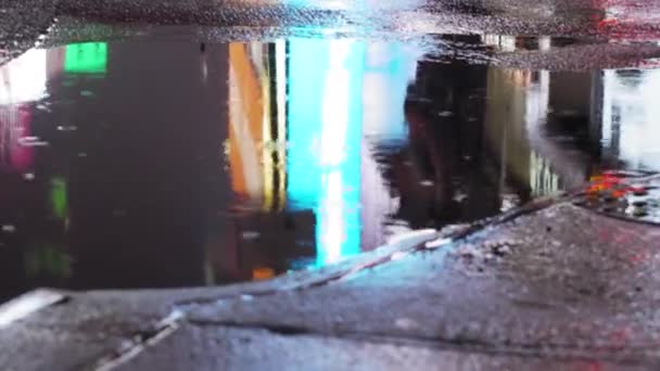 Water Reflection City Rainy Evening Night Rain Drops — Wideo stockowe