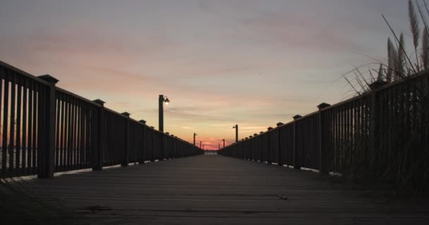 Tranquil Sunset Ocean Pier — Vídeos de Stock