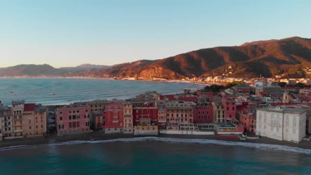 Sestri Levante Ciudad Italiana Con Mar Dos Lados Vista Desde — Vídeo de stock