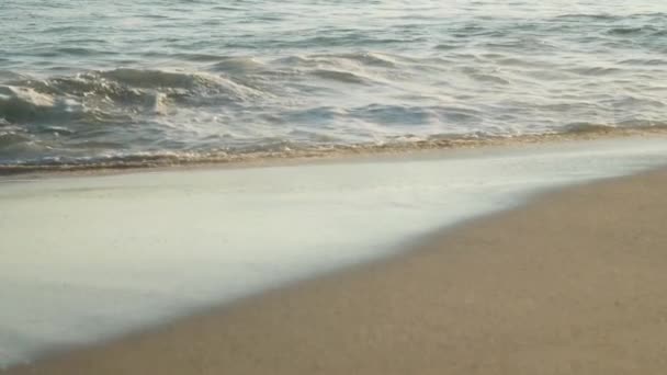 Beautiful Detail Some Small Waves Beach Shore Sunset — Vídeos de Stock