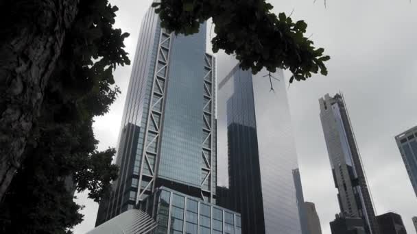 Буллінг Хмарочоси Поруч Районом Twin Towers Нью Йорку Концепція Фінансів — стокове відео