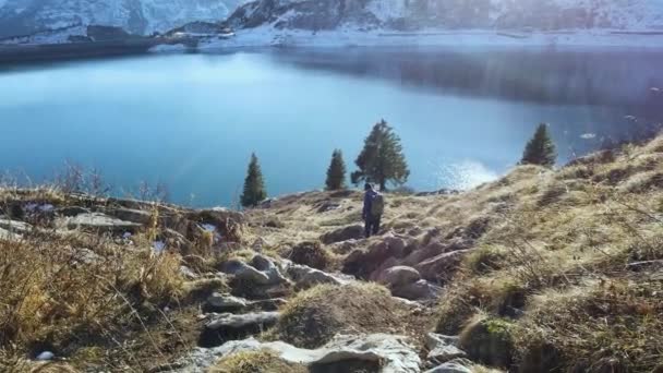 Blue Clear Water Lake Alps Mountain Austria — Vídeo de stock