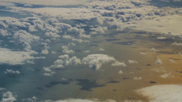 Orange Sea Water Travelling White Cumulus Clouds Atlantic Ocean — Video