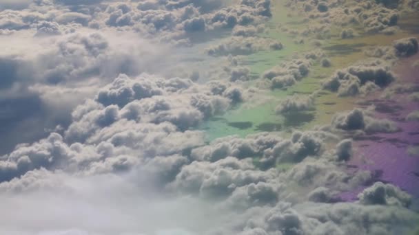 Cirrrocumulus Clouds Rainbow Colors Ground View Airplan Atlantic Ocean — Video