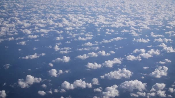 Airplane View Nice Small Cirrocumulus Clouds Pattern Immense Blue Atlantic — Vídeo de stock