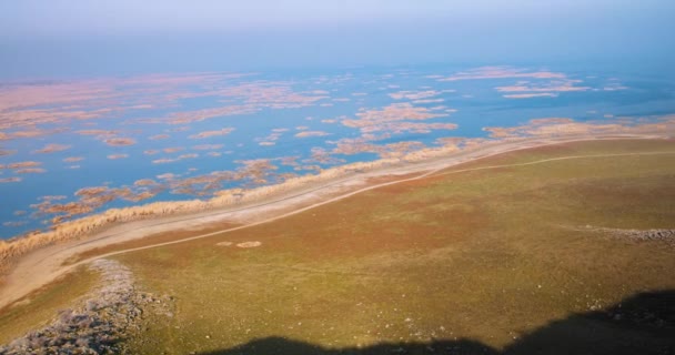 Lake Tuzkan Aydarkul Arnasay Uzbekistan View Shore — Stockvideo