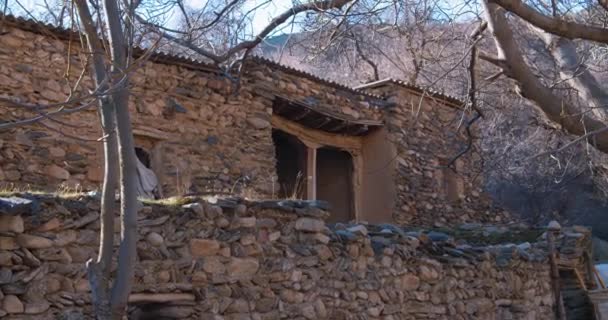 Old Stone Building Mountains Silk Road Sentob Village Uzbekistan — Stock video
