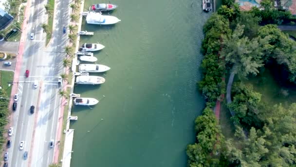 Yachts Moored Riverbank Mid Beach Area Miami Beach Florida View — Stock videók
