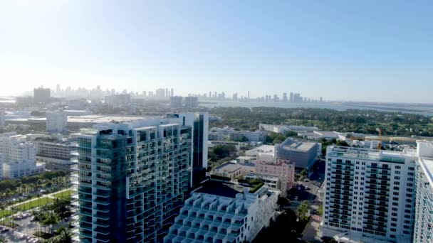 Miami Modern Hotels Luxury Condominium Mid Beach Downtown Skyline Miami — Stock videók