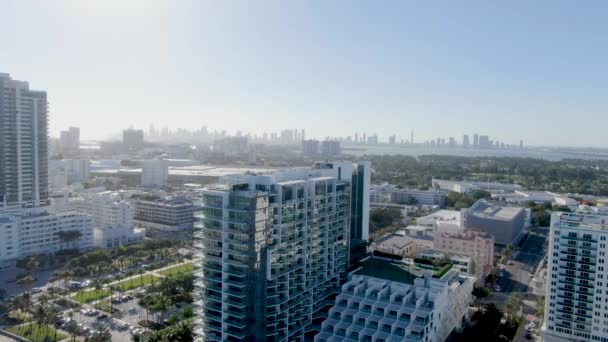 Downtown Skyline Miami Beach Summer Florida Воздушный Статический — стоковое видео