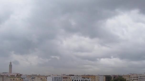 Casablanca Morocco Skyline Timelapse Hassan Mosque Background — Stok video