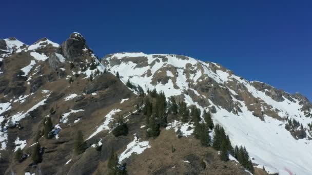 Cinematic Aerial Snow Covered Mountain Ridge — Stockvideo