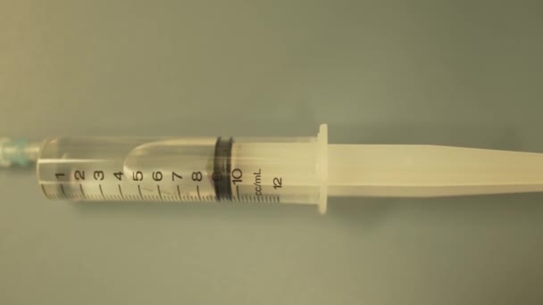 Close View Plastic Transparent Syringe Drug Medication Patient Treatment Hospital — Stock video