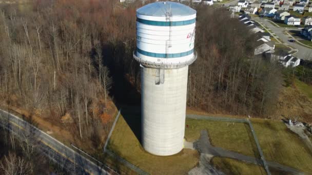 Drone Shot Water Tower Spring Day — Stockvideo