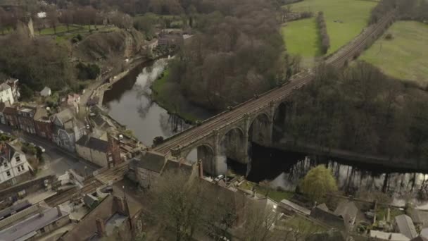 Drone Shot Bridge Roman Viaduct Knaresborough North Yorkshire — Stockvideo